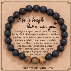 Inspirational Beaded Bracelet With Heart Pendent. Energy and Healing